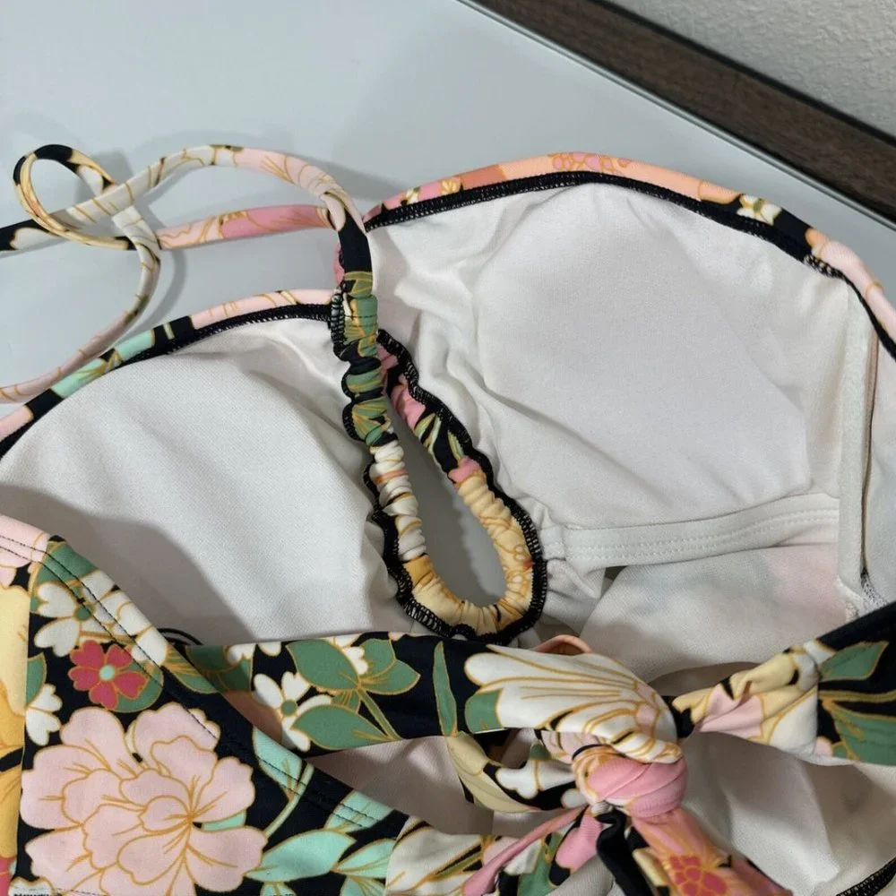 NWT Shade &‎ Shore [ Small 4-6 ] Halter Keyhole Bandeau One Piece Swimsuit 5940